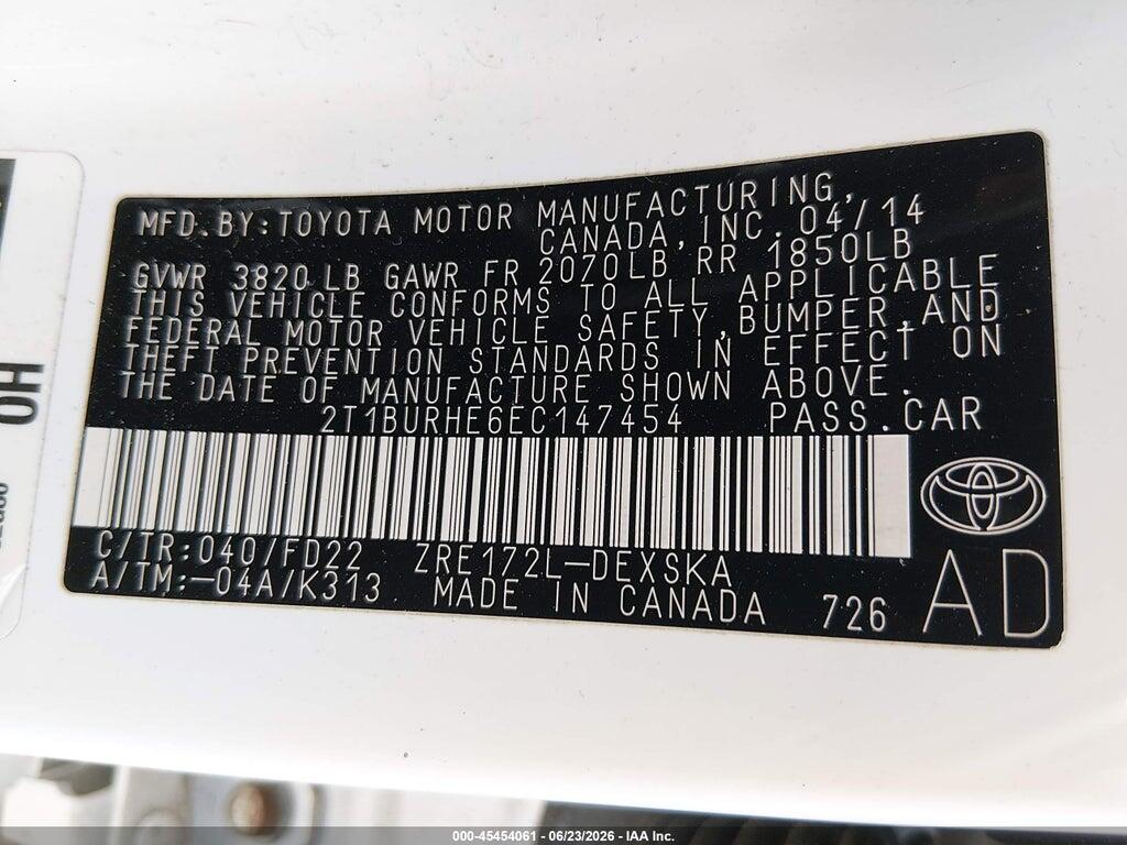 2T1BURHE6EC147454 2014 TOYOTA COROLLA photo no. 9