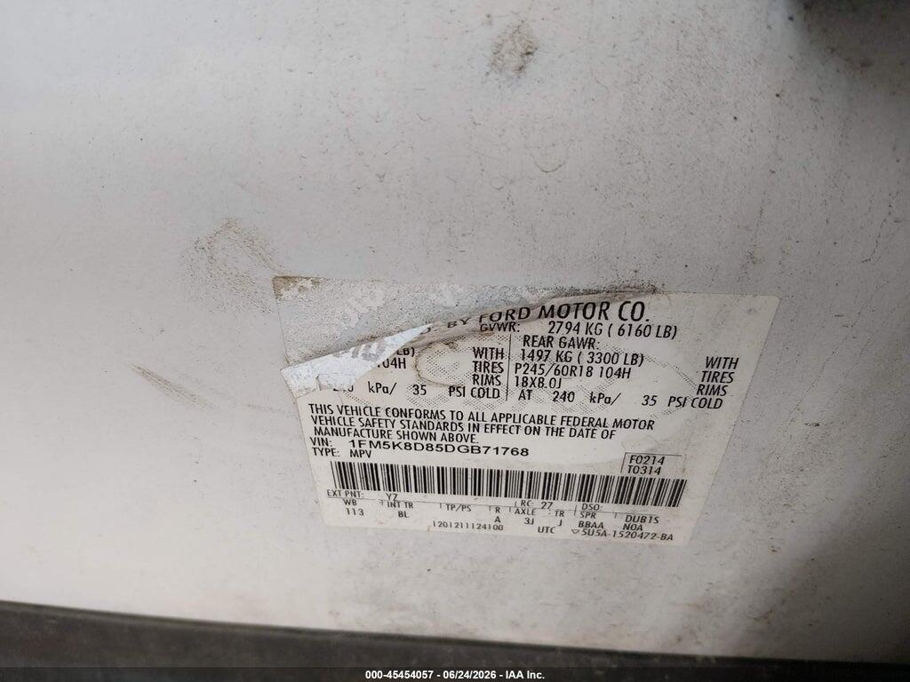 1FM5K8D85DGB71768 2013 FORD EXPLORER photo no. 9