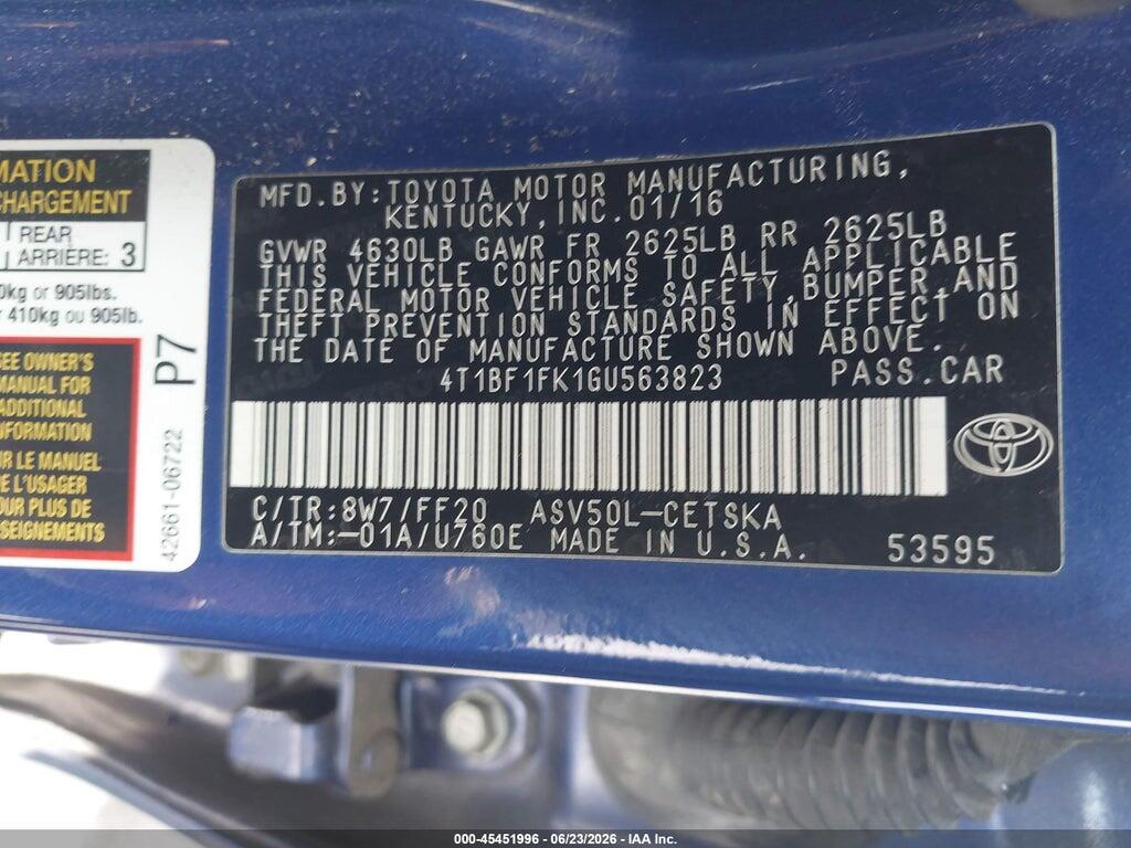 4T1BF1FK1GU563823 2016 TOYOTA CAMRY photo no. 9