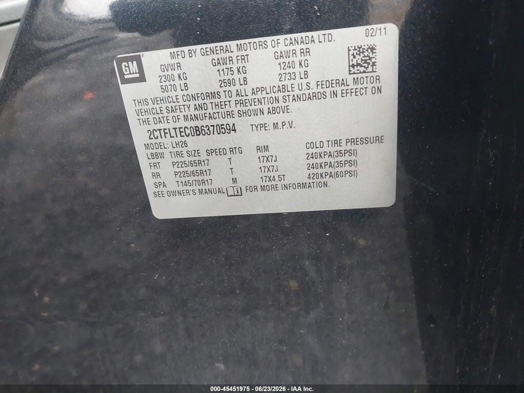 2CTFLTEC0B6370594 2011 GMC TERRAIN photo no. 9