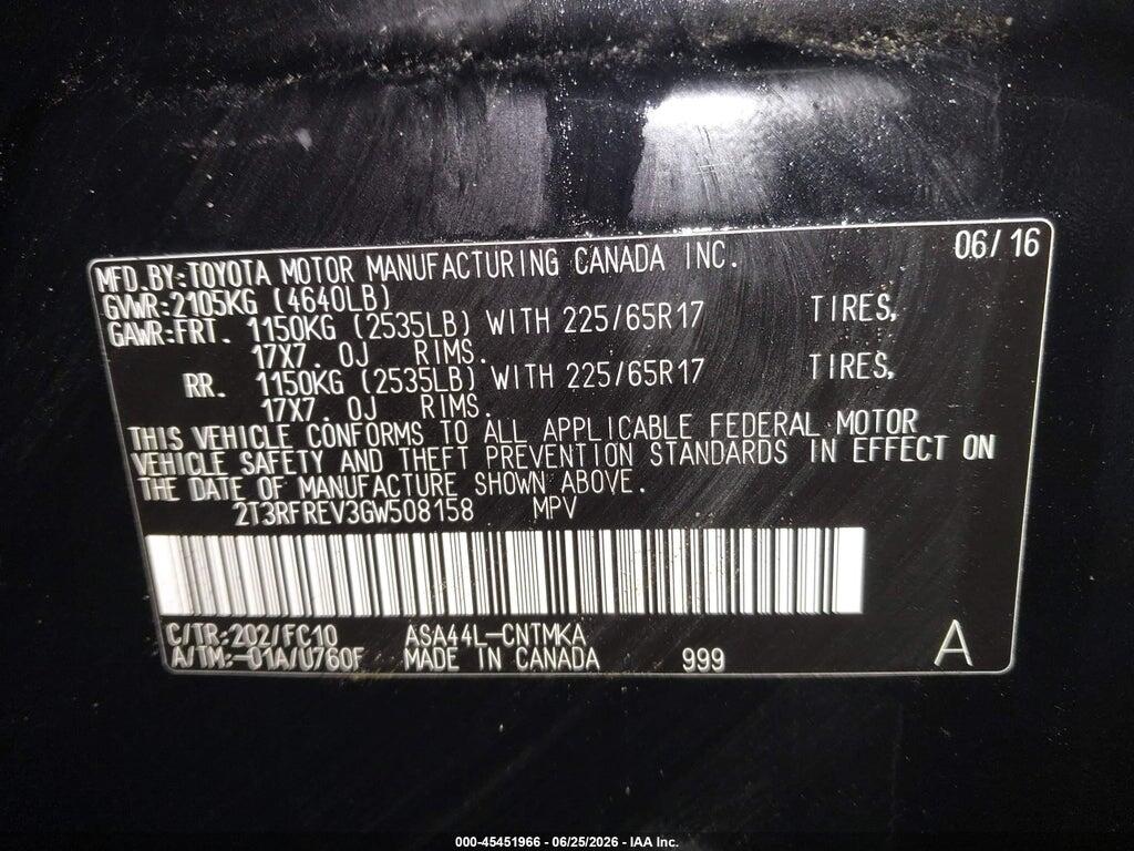 2T3RFREV3GW508158 2016 TOYOTA RAV4 photo no. 9