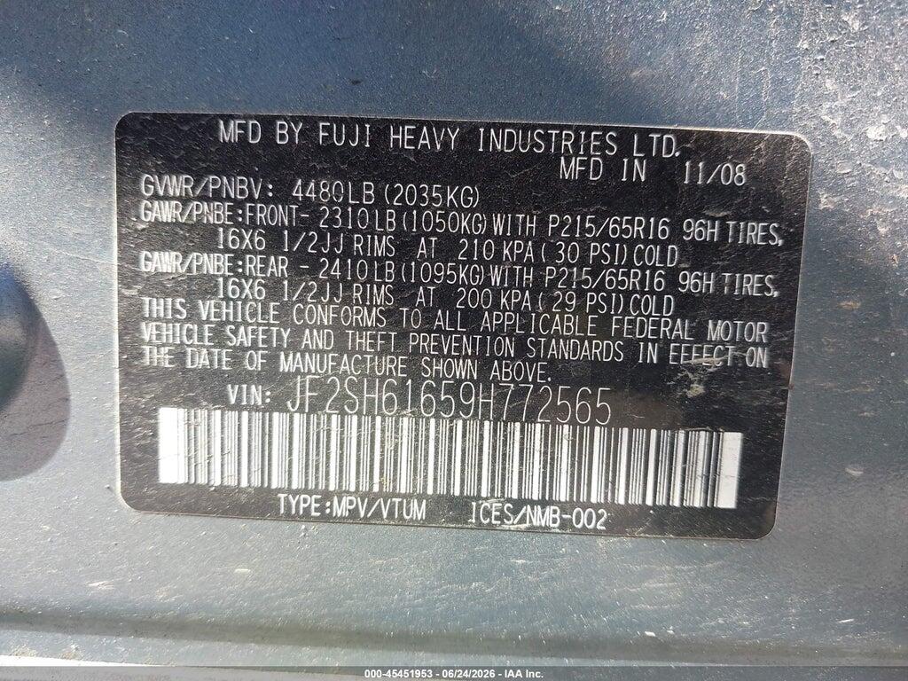 JF2SH61659H772565 2009 SUBARU FORESTER photo no. 9