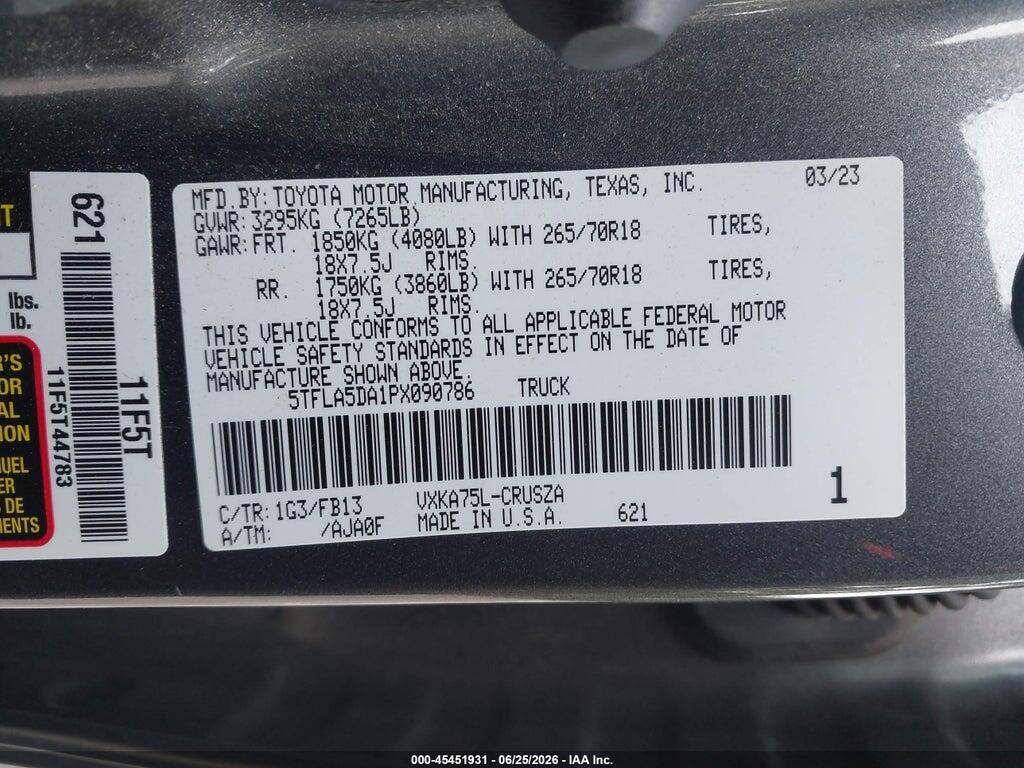 5TFLA5DA1PX090786 2023 TOYOTA TUNDRA photo no. 9