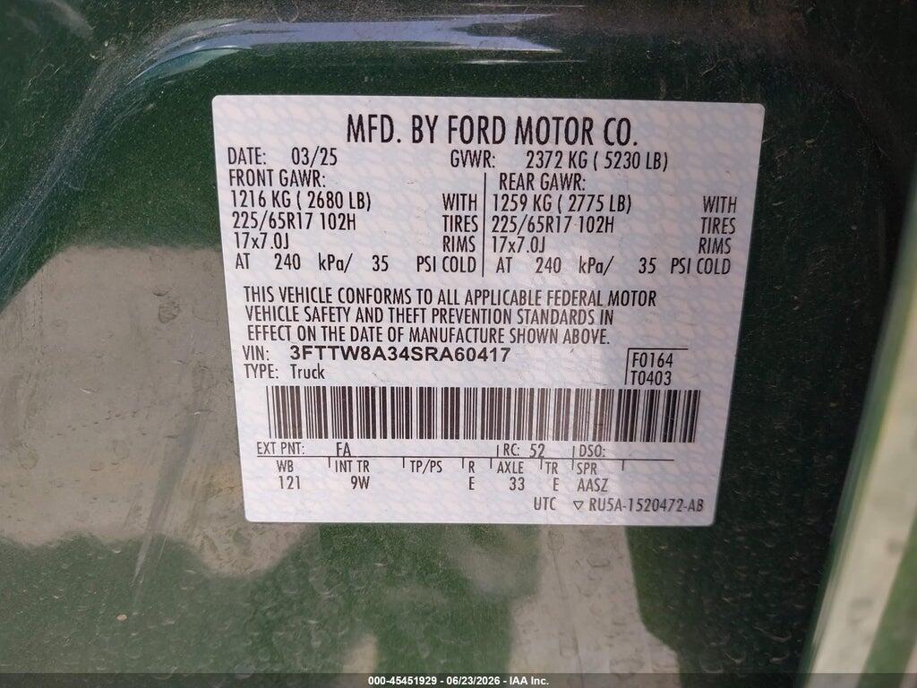 3FTTW8A34SRA60417 2025 FORD MAVERICK photo no. 9