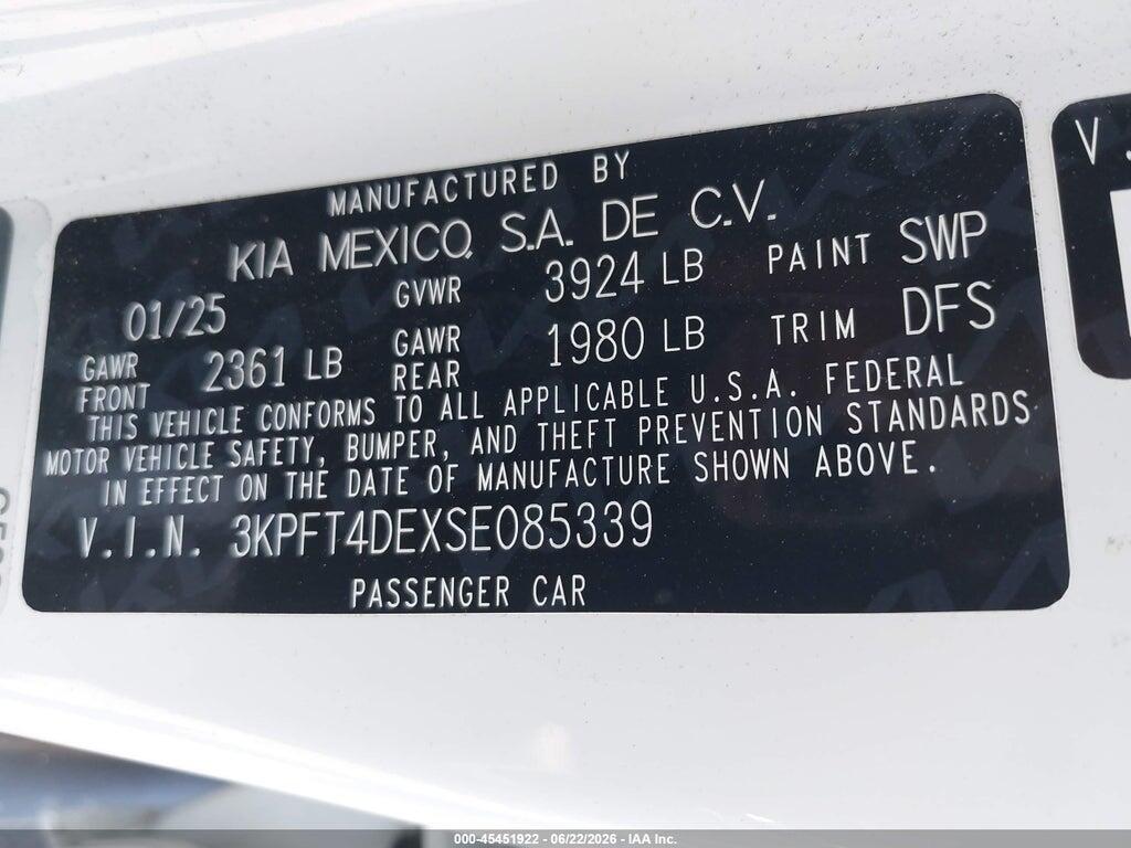 3KPFT4DEXSE085339 2025 KIA K4 photo no. 9