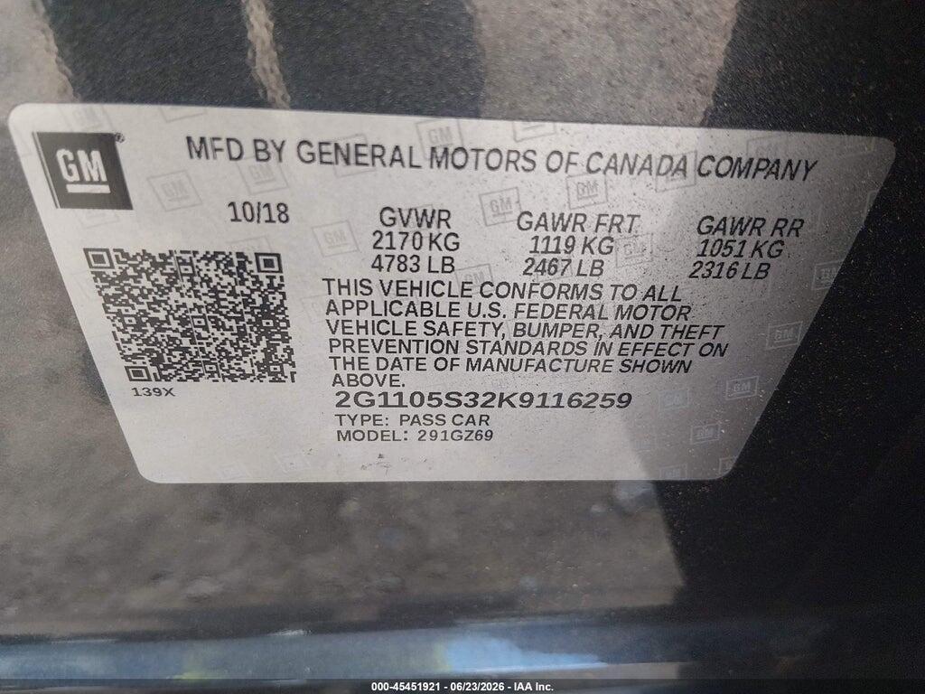 2G1105S32K9116259 2019 CHEVROLET IMPALA photo no. 9