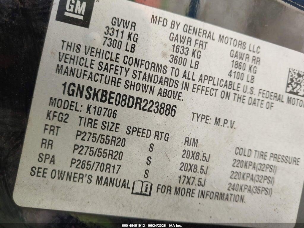 1GNSKBE08DR223886 2013 CHEVROLET TAHOE photo no. 9