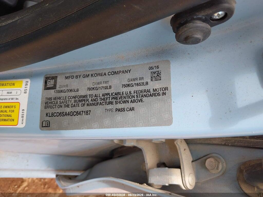KL8CD6SA4GC647187 2016 CHEVROLET SPARK photo no. 9
