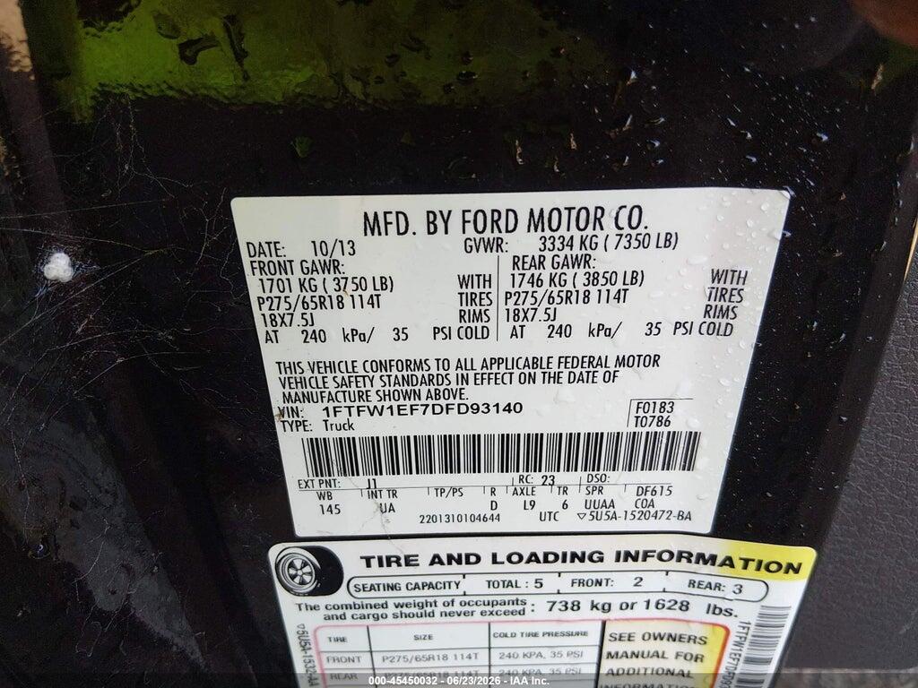 1FTFW1EF7DFD93140 2013 FORD F-150 photo no. 9