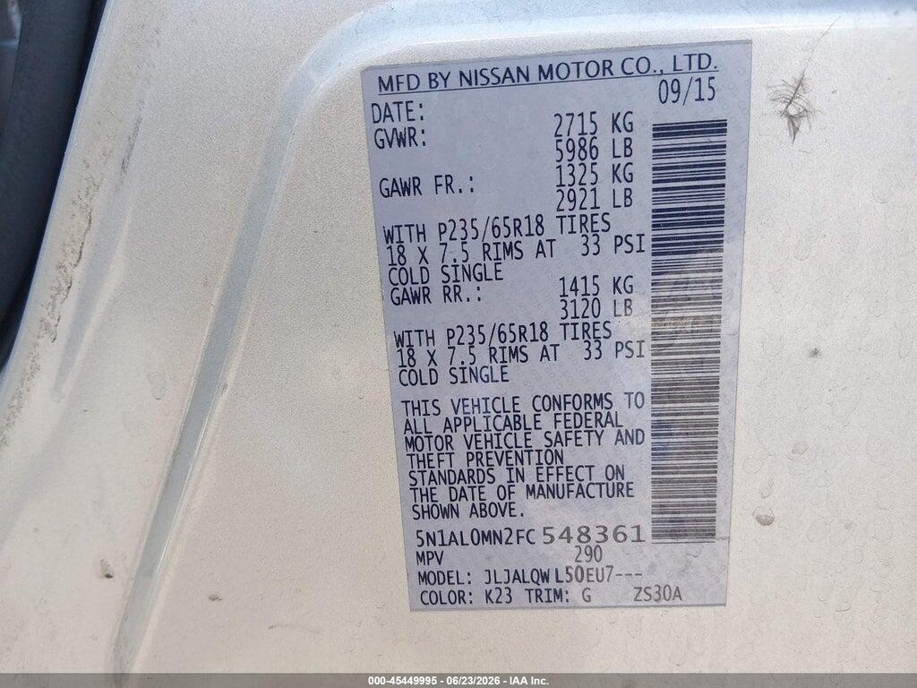 5N1AL0MN2FC548361 2015 INFINITI QX60 photo no. 9