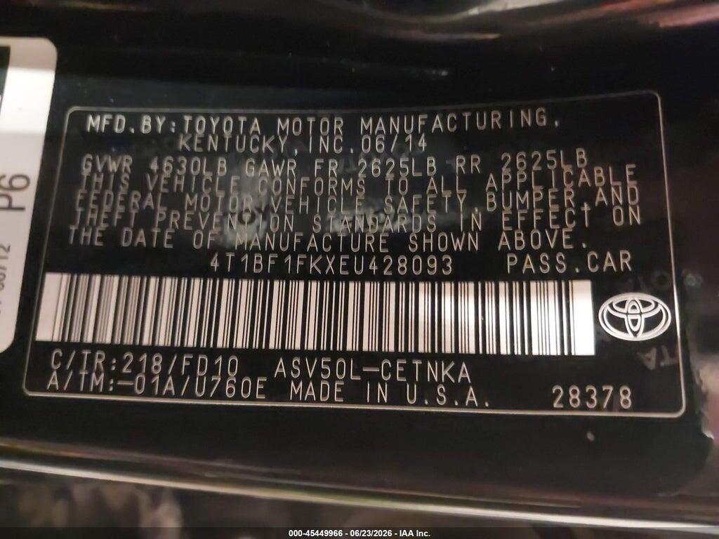4T1BF1FKXEU428093 2014 TOYOTA CAMRY photo no. 9