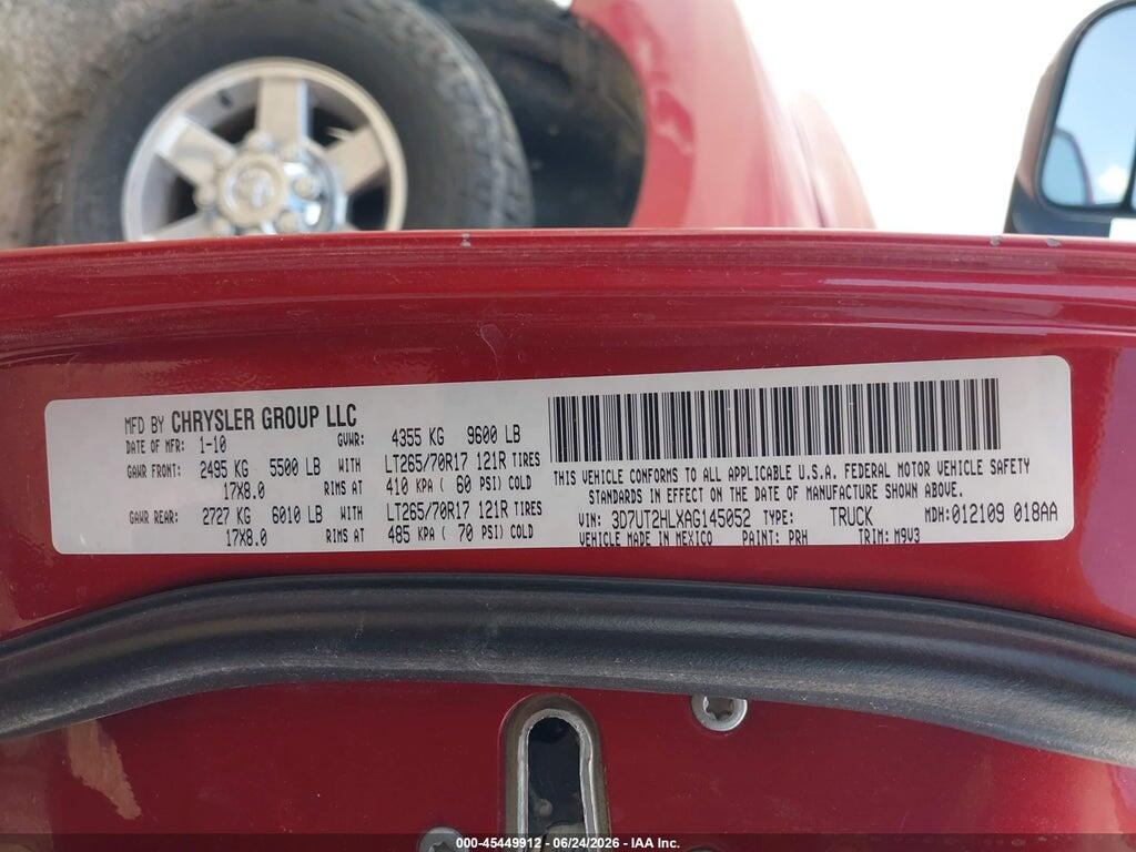 3D7UT2HLXAG145052 2010 DODGE RAM 2500 photo no. 9