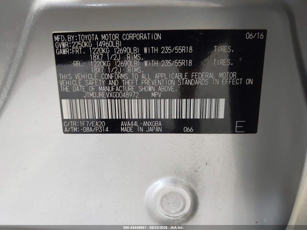 JTMDJREVXGD048972 2016 TOYOTA RAV4 HYBRID photo no. 9