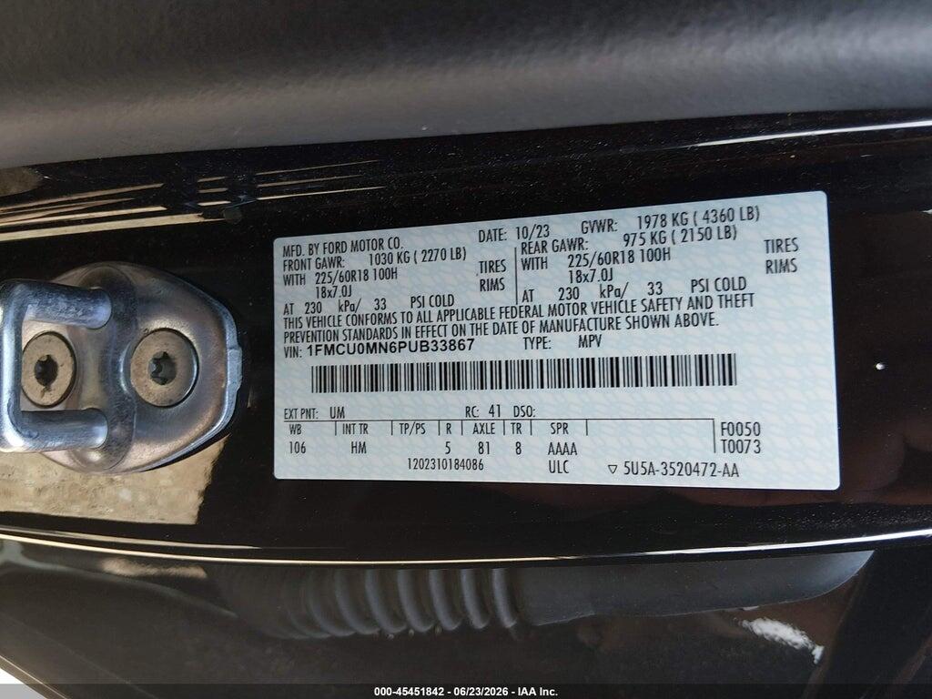 1FMCU0MN6PUB33867 2023 FORD ESCAPE photo no. 9