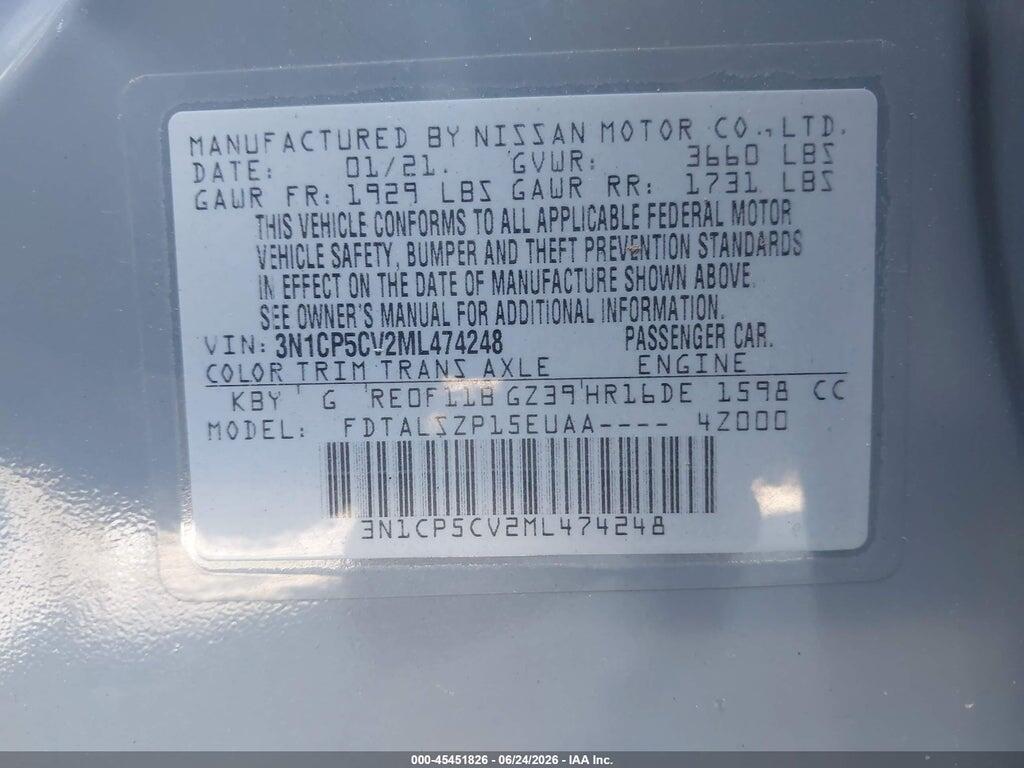 3N1CP5CV2ML474248 2021 NISSAN KICKS photo no. 9
