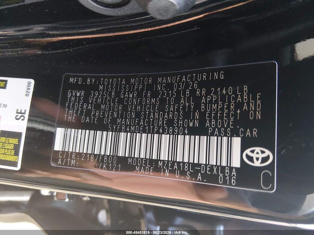 5YFB4MDE1TP438904 2026 TOYOTA COROLLA photo no. 9