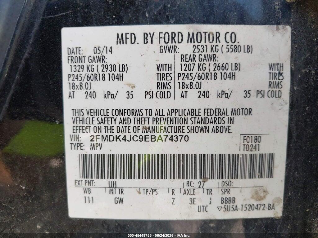 2FMDK4JC9EBA74370 2014 FORD EDGE photo no. 9