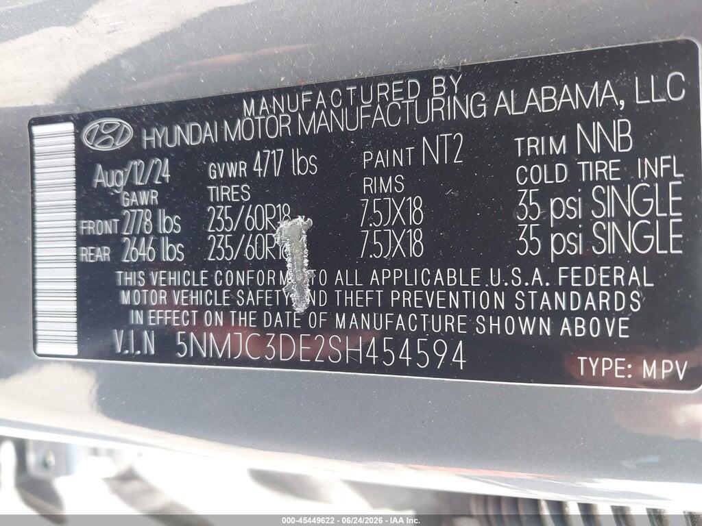 5NMJC3DE2SH454594 2025 HYUNDAI TUCSON photo no. 9