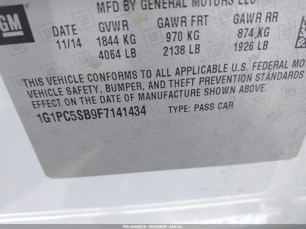 1G1PC5SB9F7141434 2015 CHEVROLET CRUZE photo no. 9