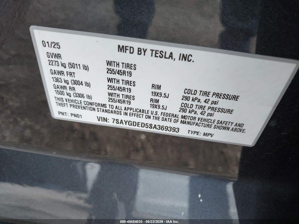 7SAYGDED5SA369393 2025 TESLA MODEL Y photo no. 9