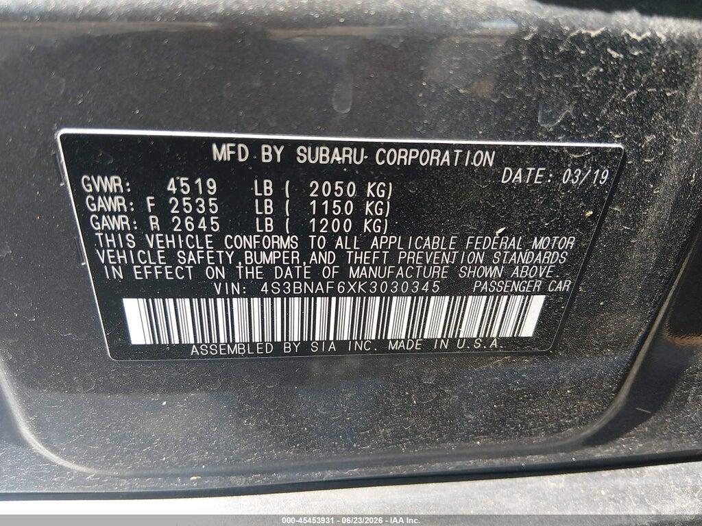 4S3BNAF6XK3030345 2019 SUBARU LEGACY photo no. 9