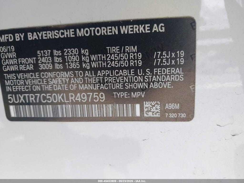 5UXTR7C50KLR49759 2019 BMW X3 photo no. 9