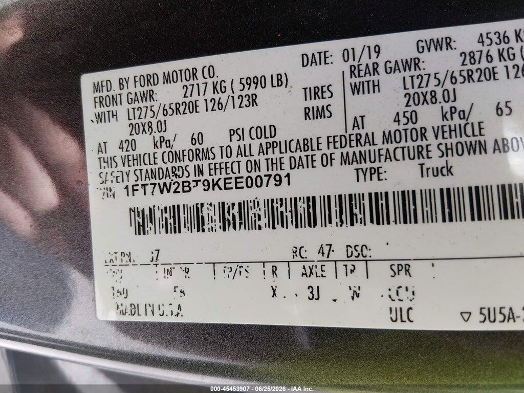 1FT7W2BT9KEE00791 2019 FORD F-250 photo no. 9