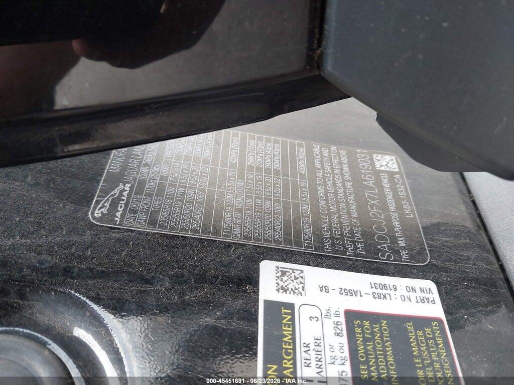SADCJ2FX7LA619031 2020 JAGUAR F-PACE photo no. 9