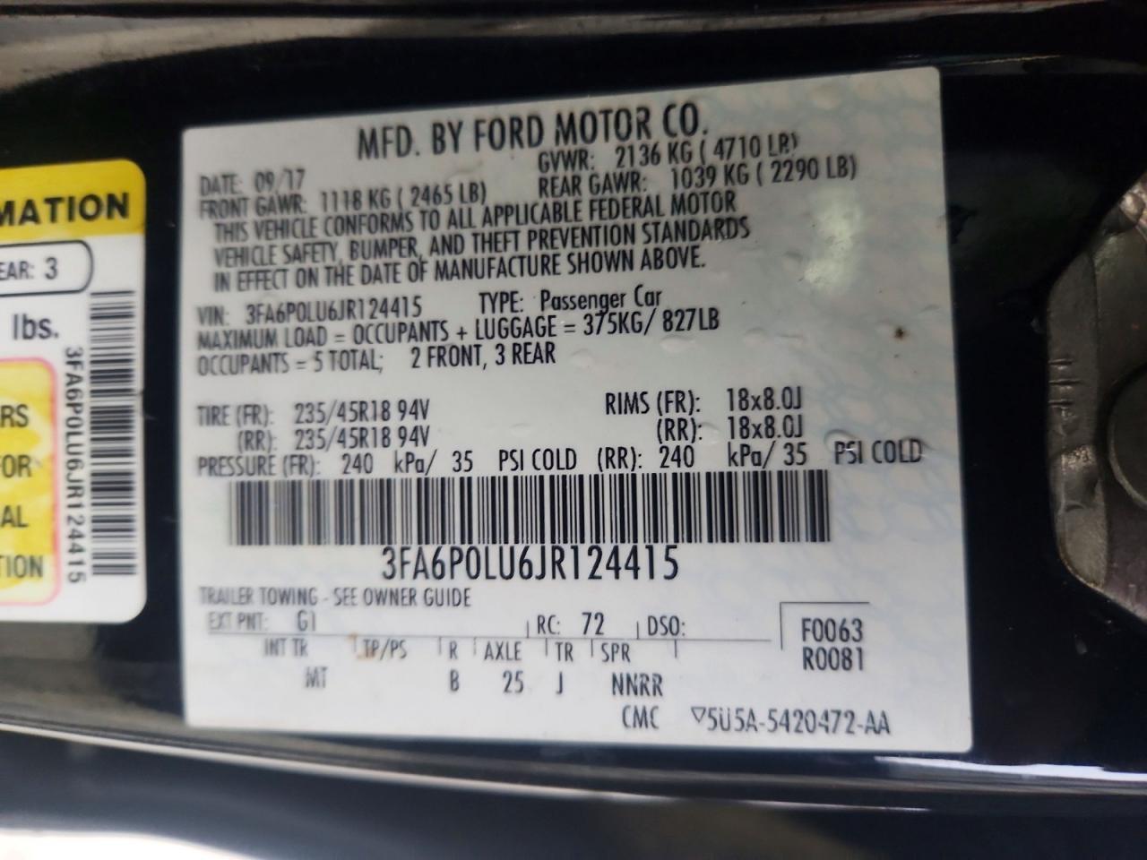 2018 FORD FUSION SE HYBRID — Фото 13 из 13