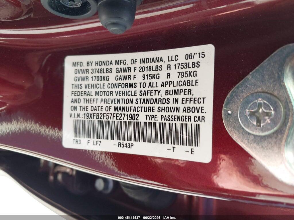 19XFB2F57FE271902 2015 HONDA CIVIC photo no. 9