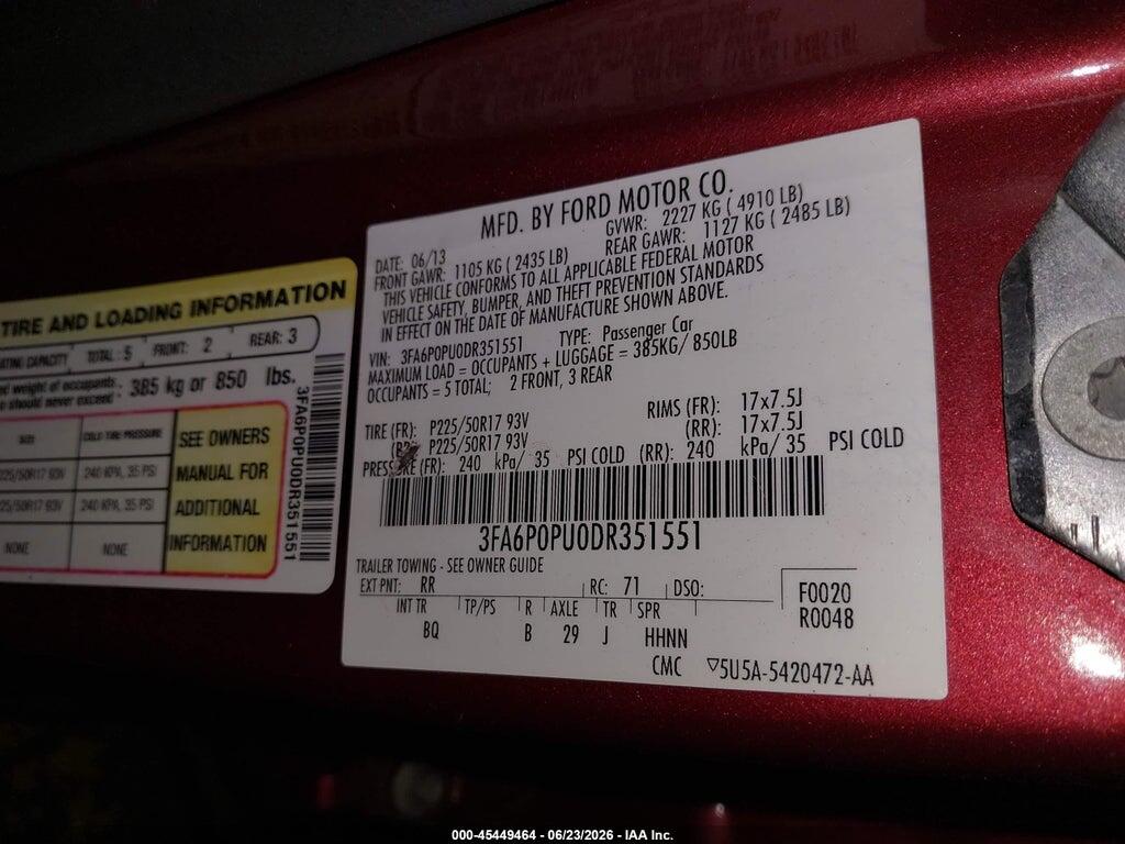 3FA6P0PU0DR351551 2013 FORD FUSION ENERGI photo no. 9