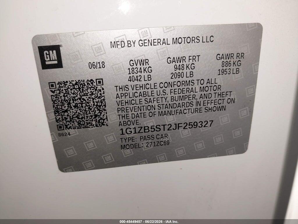 1G1ZB5ST2JF259327 2018 CHEVROLET MALIBU photo no. 9