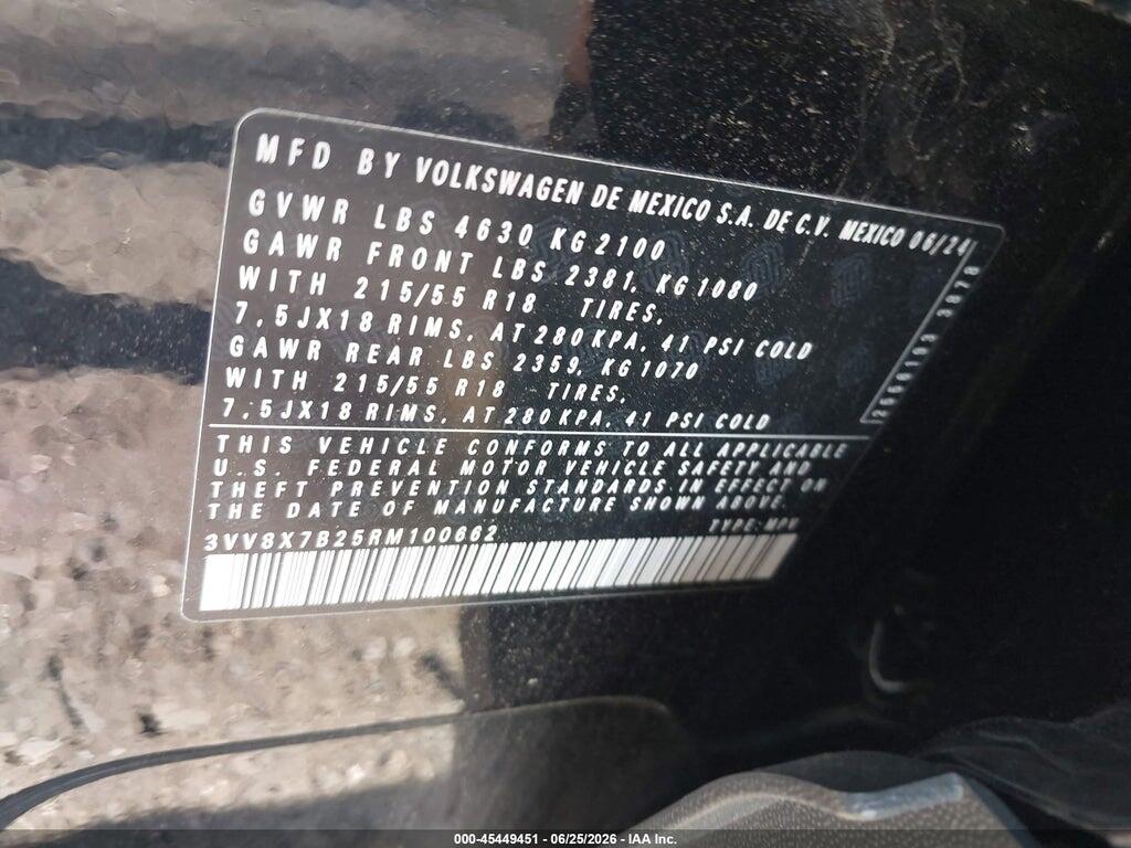 3VV8X7B25RM100662 2024 VOLKSWAGEN TAOS photo no. 9