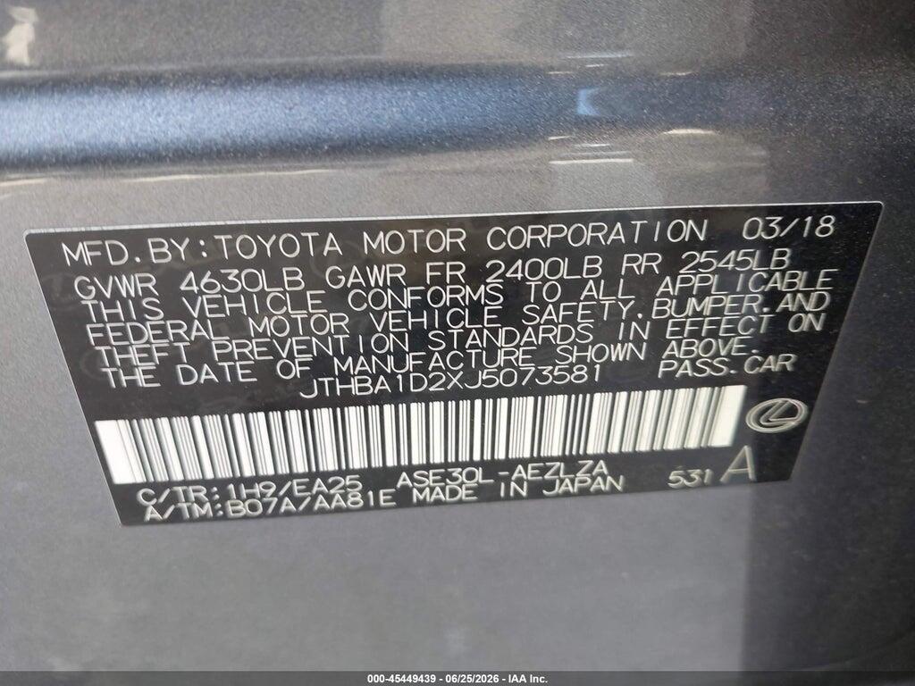 JTHBA1D2XJ5073581 2018 LEXUS IS 300 photo no. 9