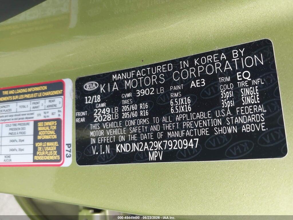 KNDJN2A29K7920947 2019 KIA SOUL photo no. 9