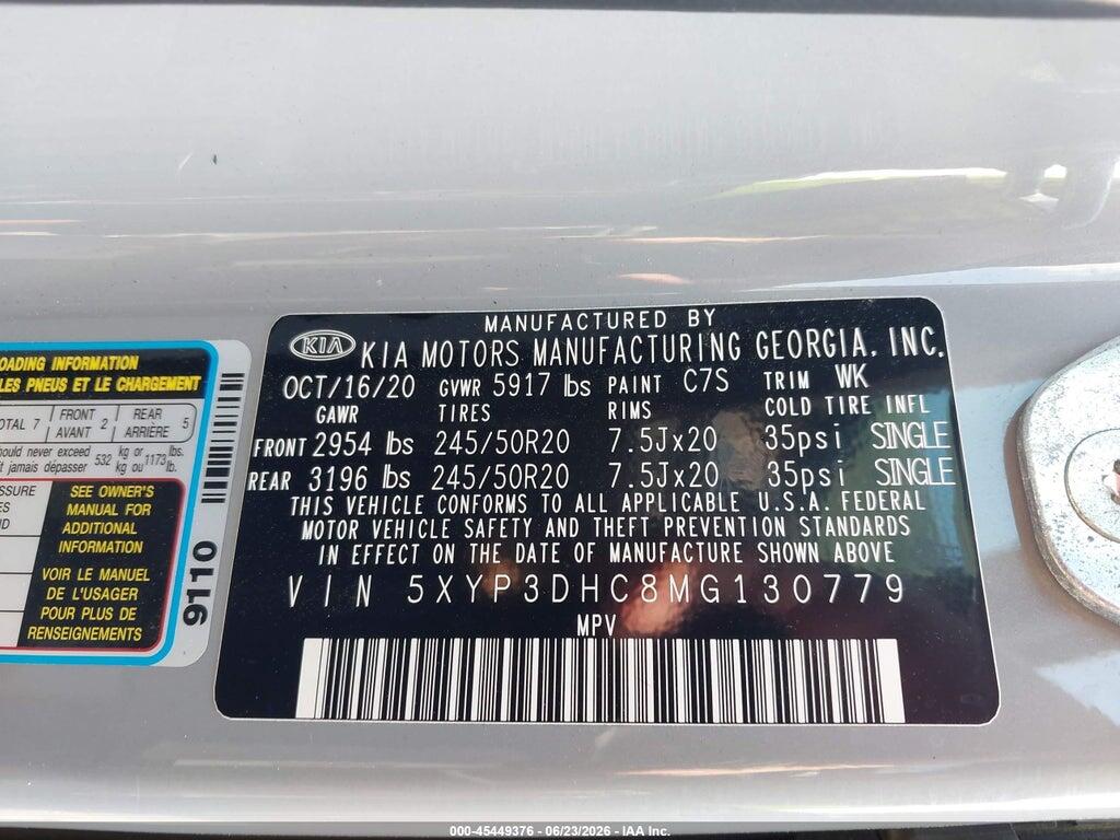 5XYP3DHC8MG130779 2021 KIA TELLURIDE photo no. 9