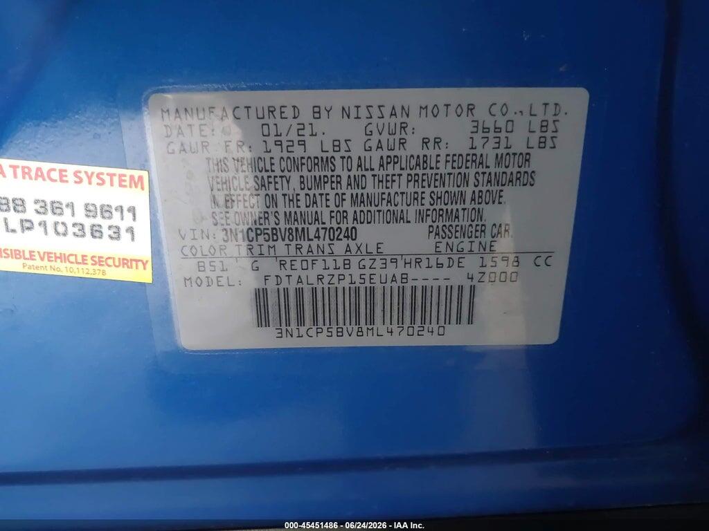 3N1CP5BV8ML470240 2021 NISSAN KICKS photo no. 9