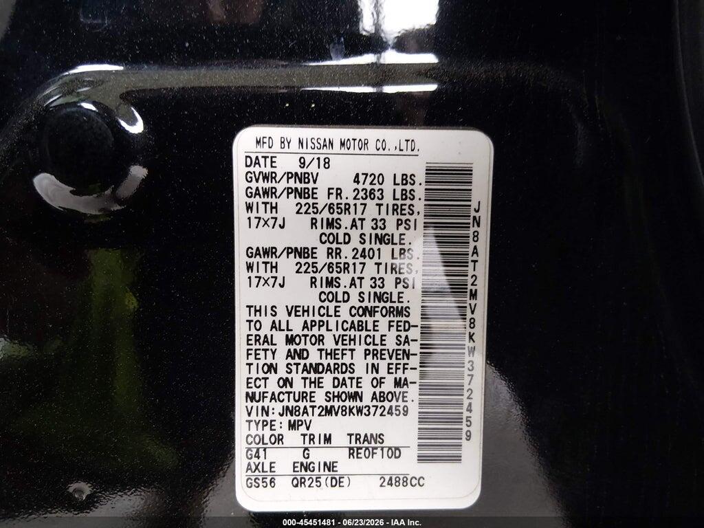 JN8AT2MV8KW372459 2019 NISSAN ROGUE photo no. 9