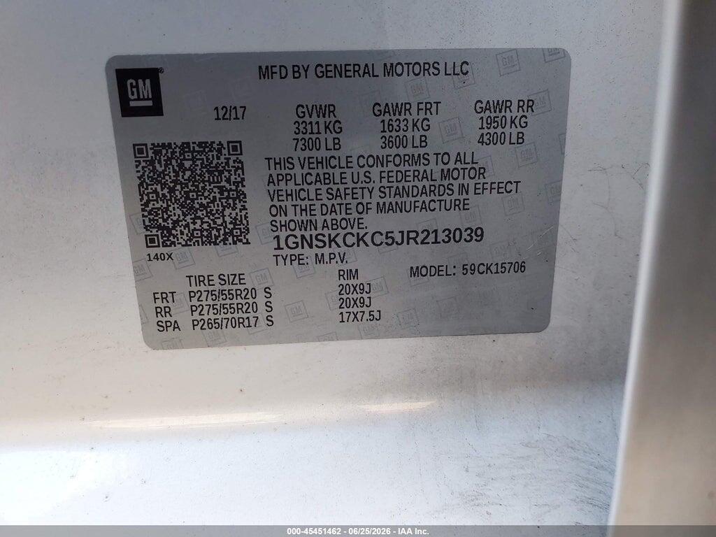1GNSKCKC5JR213039 2018 CHEVROLET TAHOE photo no. 9