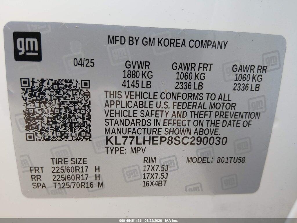 KL77LHEP8SC290030 2025 CHEVROLET TRAX photo no. 9