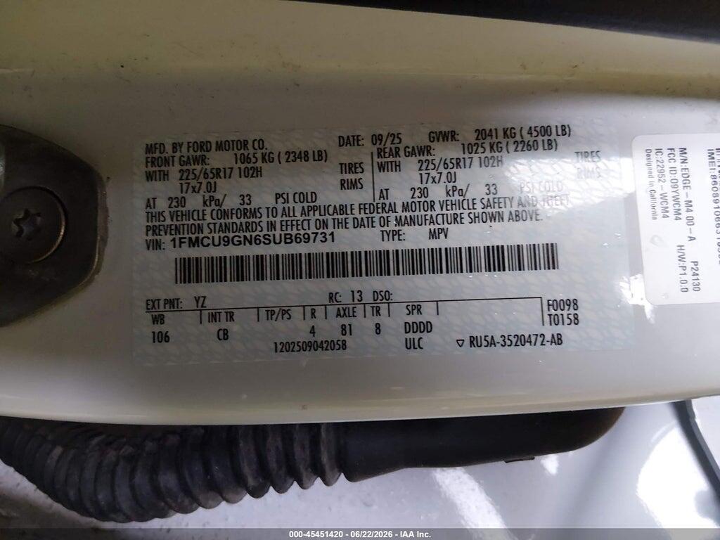 1FMCU9GN6SUB69731 2025 FORD ESCAPE photo no. 9