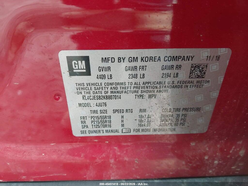 KL4CJESB2KB807014 2019 BUICK ENCORE photo no. 9