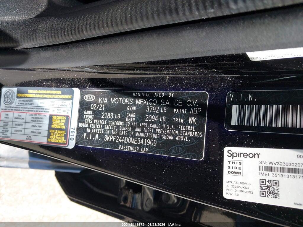 3KPF24AD0ME341909 2021 KIA FORTE photo no. 9