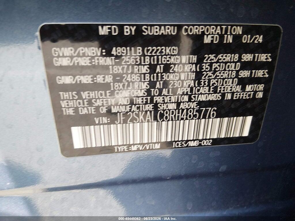JF2SKALC8RH485776 2024 SUBARU FORESTER photo no. 9