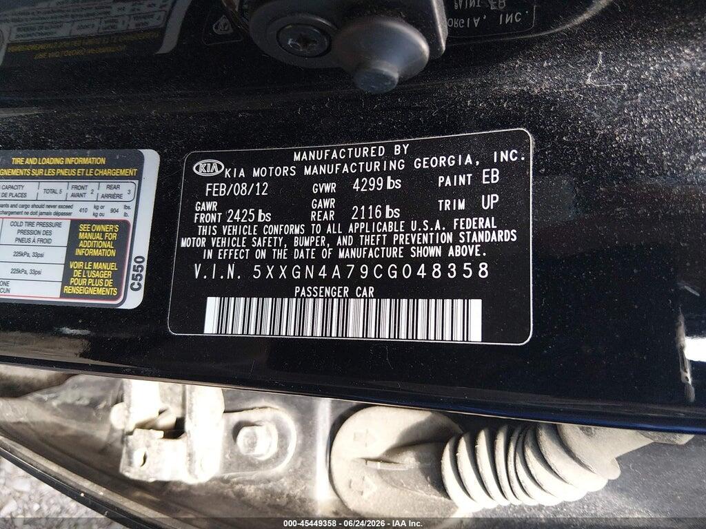 5XXGN4A79CG048358 2012 KIA OPTIMA photo no. 9