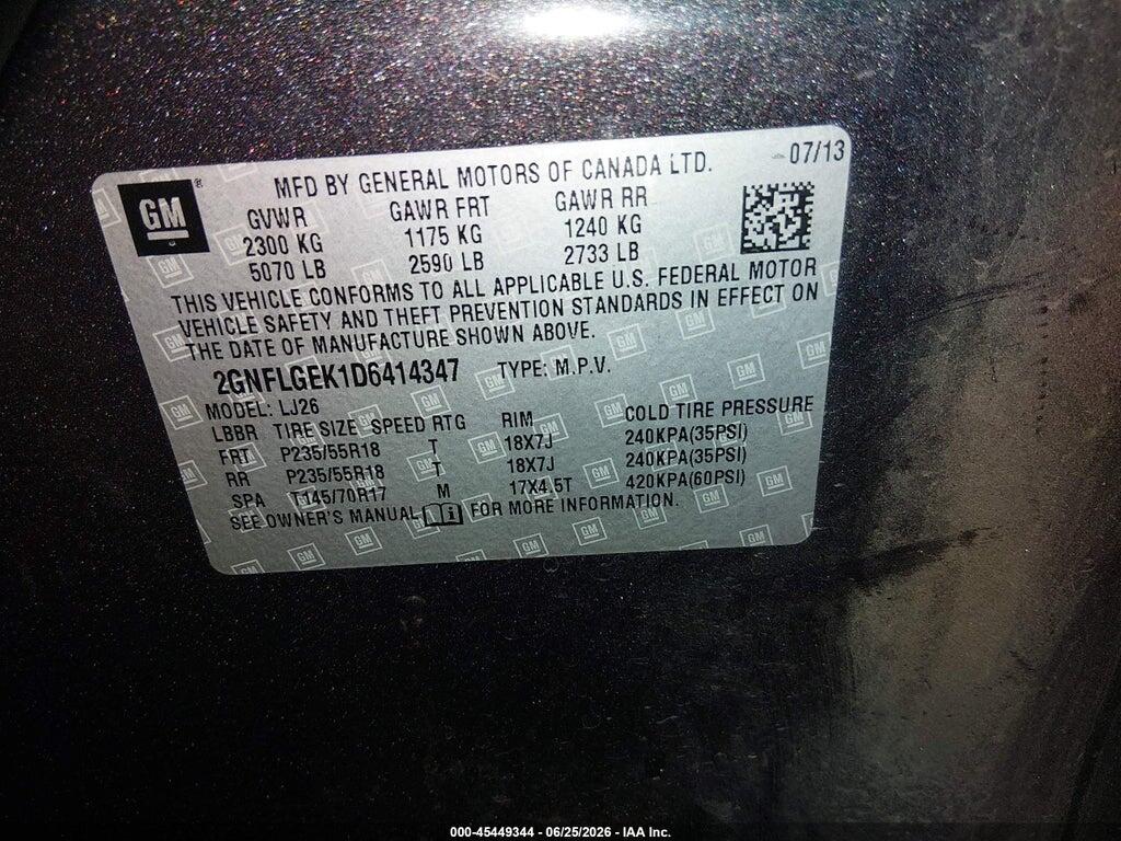 2GNFLGEK1D6414347 2013 CHEVROLET EQUINOX photo no. 9