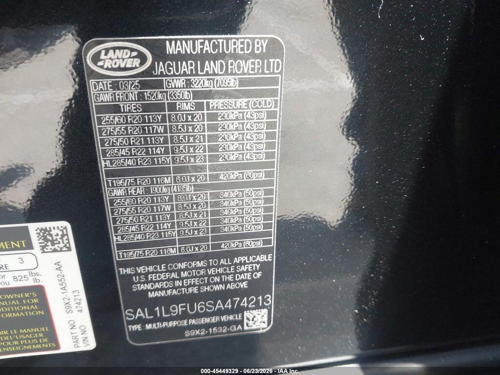 SAL1L9FU6SA474213 2025 LAND ROVER RANGE ROVER SPORT photo no. 9