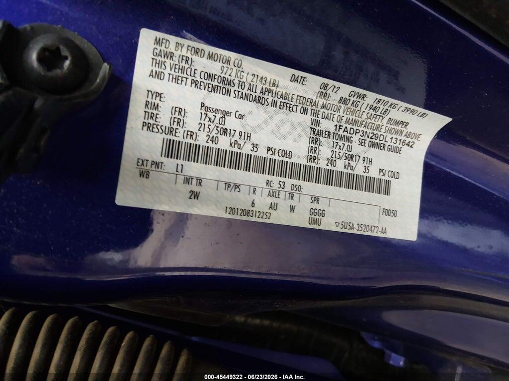 1FADP3N29DL131642 2013 FORD FOCUS photo no. 9
