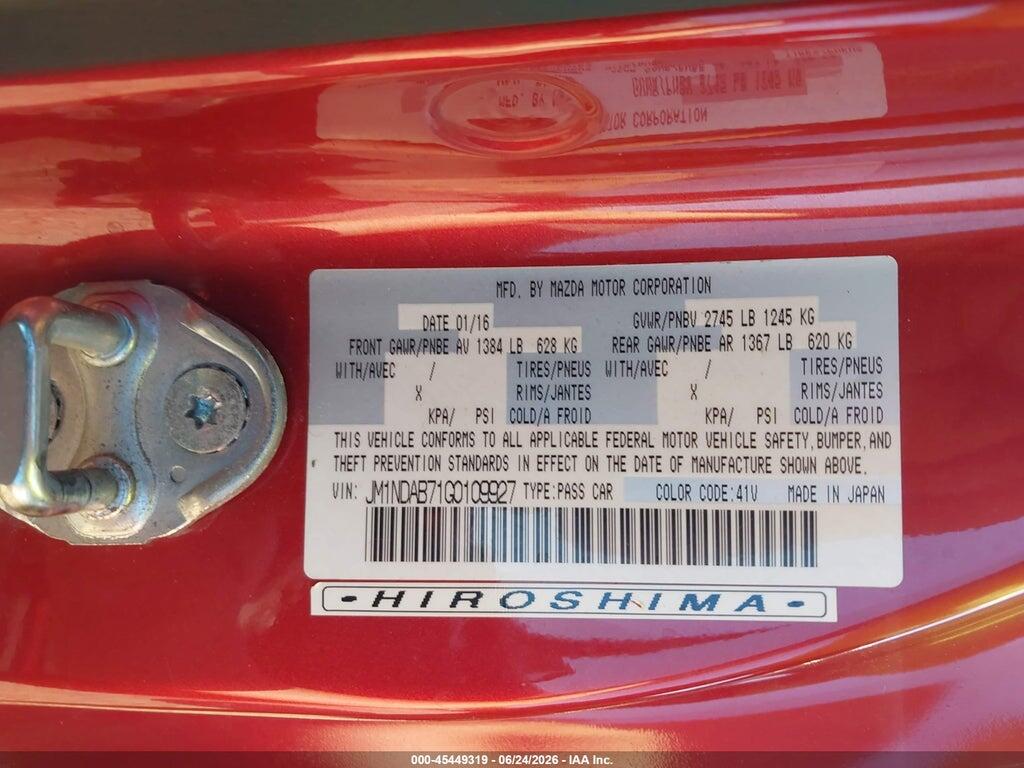 JM1NDAB71G0109927 2016 MAZDA MX-5 MIATA photo no. 9