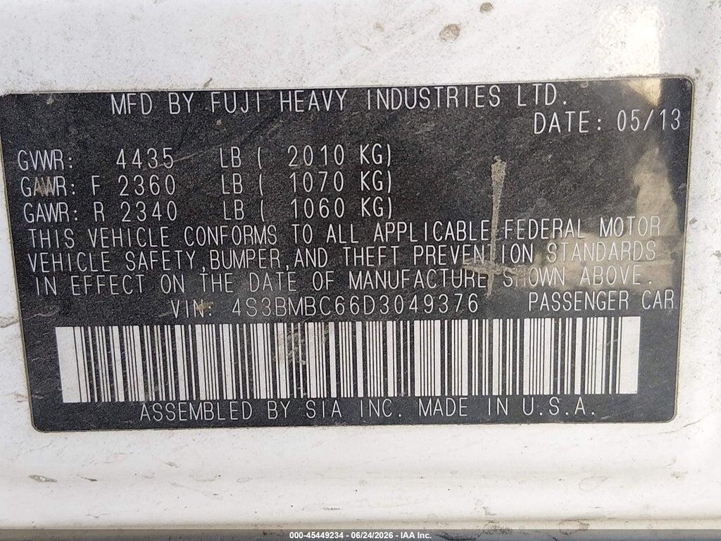 4S3BMBC66D3049376 2013 SUBARU LEGACY photo no. 9